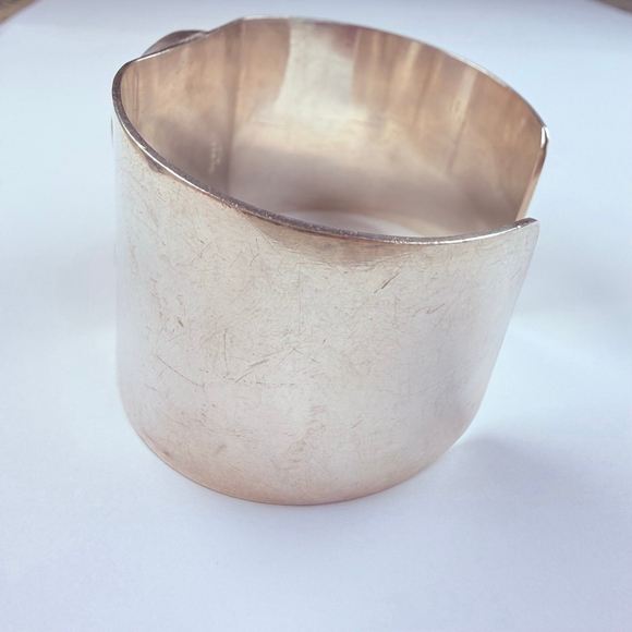 Artisan BIG Orange & Pale Jade Handmade 35mm Wide Sterling Silver Cuff Bracelet - Picture 8 of 11